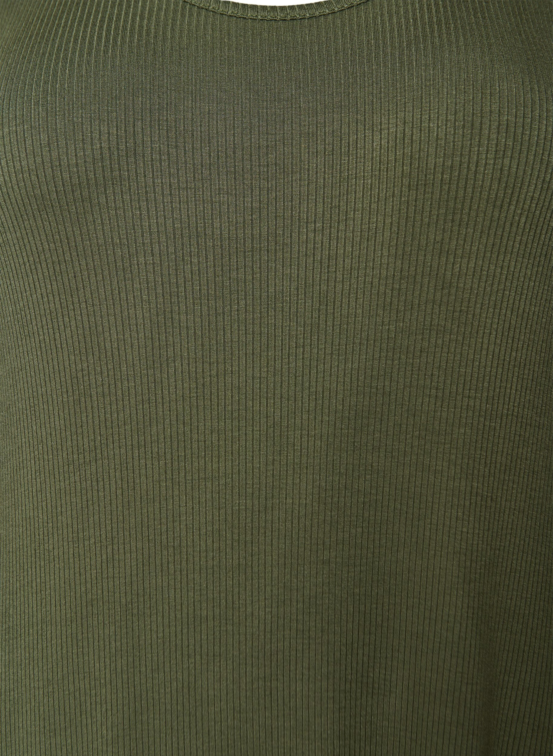 Zizzifashion Sleeveless ribbed dress in viscose, Green, Packshot image number 2