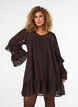Short dress with sheer ruffle sleeves, Brown, Model image number 0