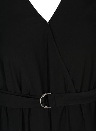 Short-sleeved dress with a V-neckline, Black, Packshot image number 2