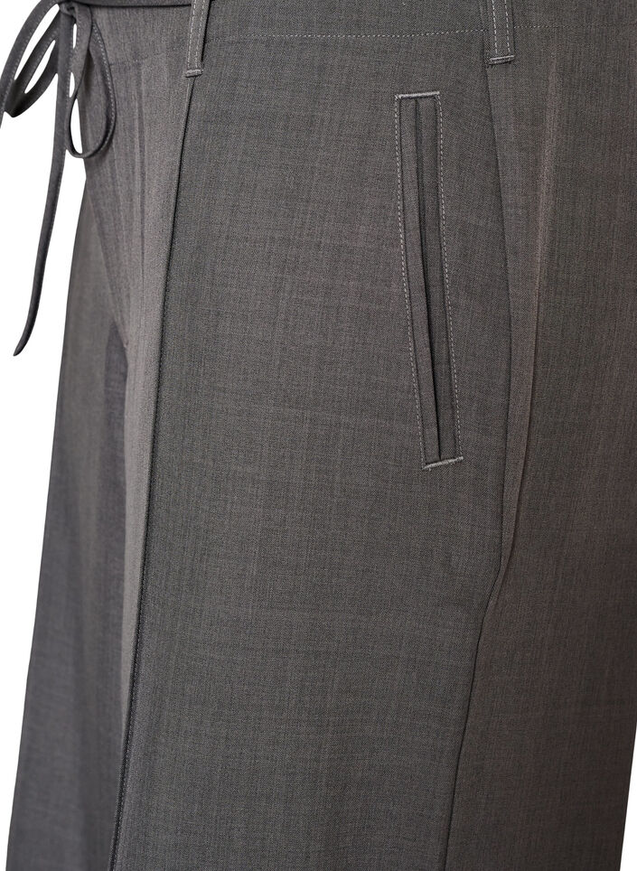 Tailored trousers with creases and a tie-belt, Dark Grey, Packshot image number 2