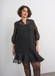 Short organza dress with ruffle hem, Black, Model image number 0