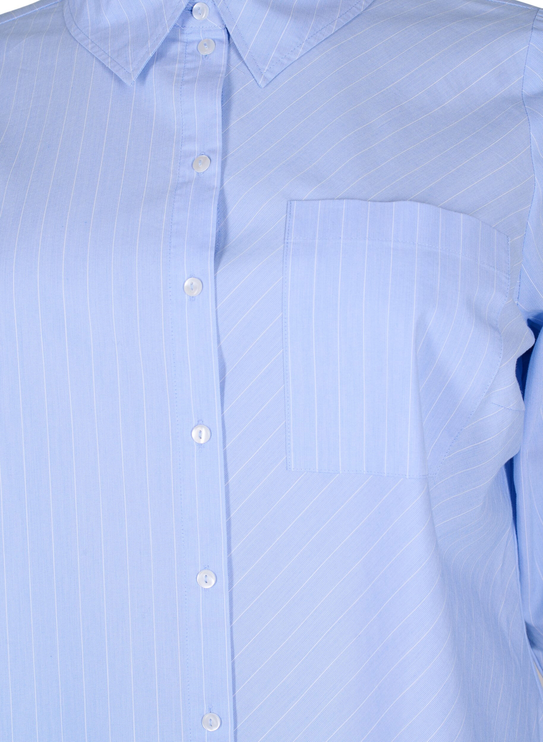 Zizzifashion Shirt in cotton blend, Blue w. White Stripe, Packshot image number 2