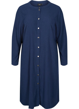 Long-sleeved, textured shirt dress, Navy Blazer, Packshot image number 0