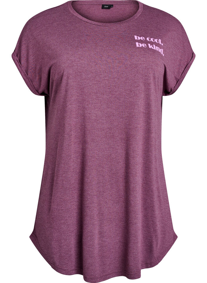Short sleeve nightgown with text print, Dark Bordeaux, Packshot image number 0