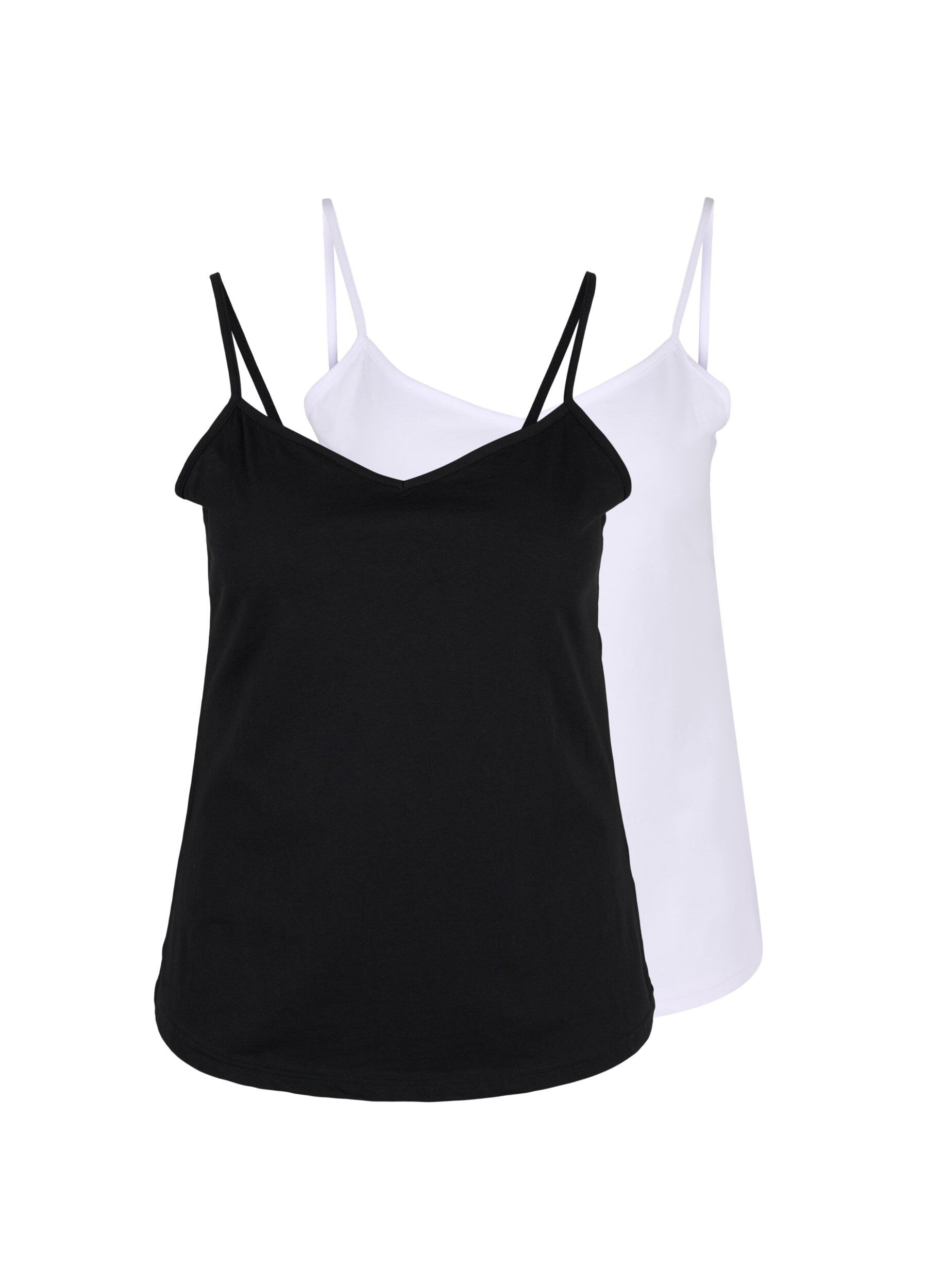 Zizzifashion Cotton basic top 2-pack, Black/Bright White, Packshot image number 0
