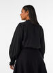 Shirt blouse with embroidered flower appliqu&eacute;s, Black, Model image number 2