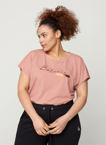 Sports T-shirt with print on the chest, Old Rose, Model image number 0