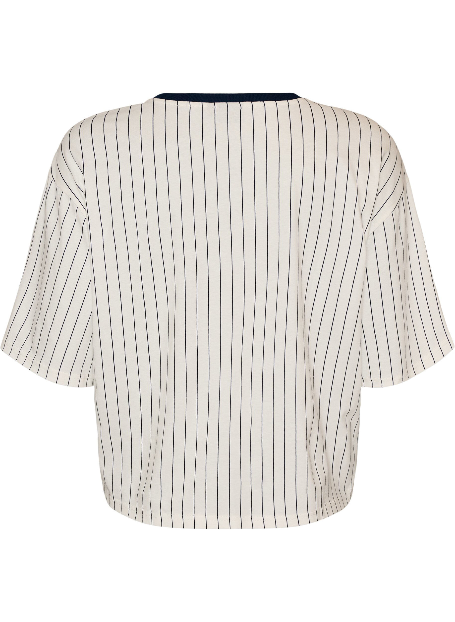 Zizzifashion Boxy T-shirt with stripes and statement print, White, Packshot image number 1
