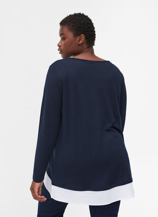 Long-sleeved blouse with sewn-in shirt, Night Sky, Model image number 1