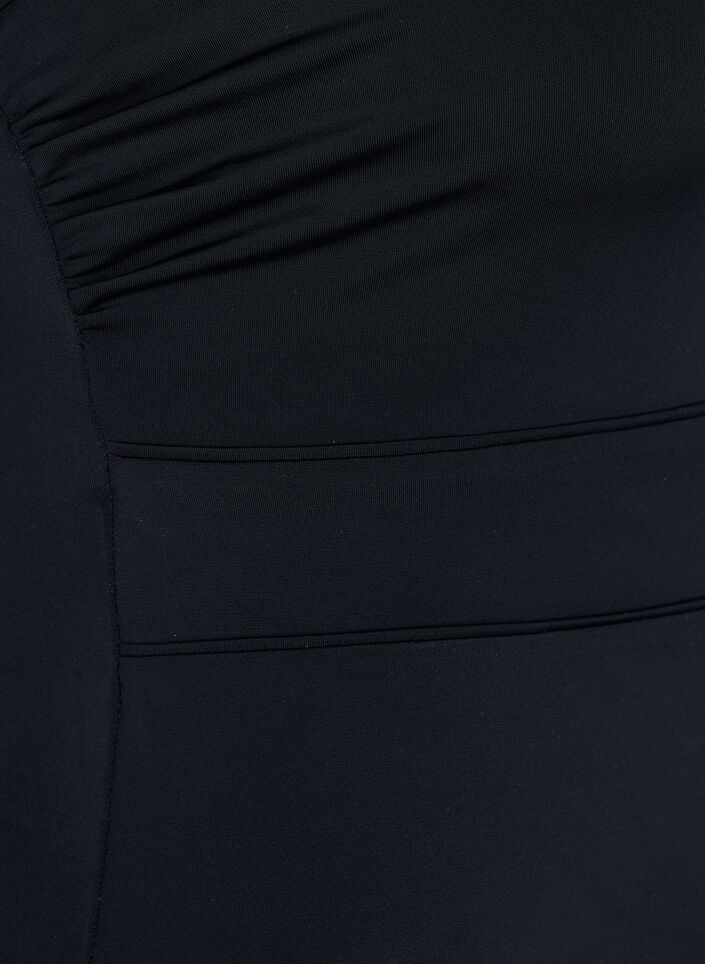 Swimsuit with V-neck and mesh, Black, Packshot image number 3