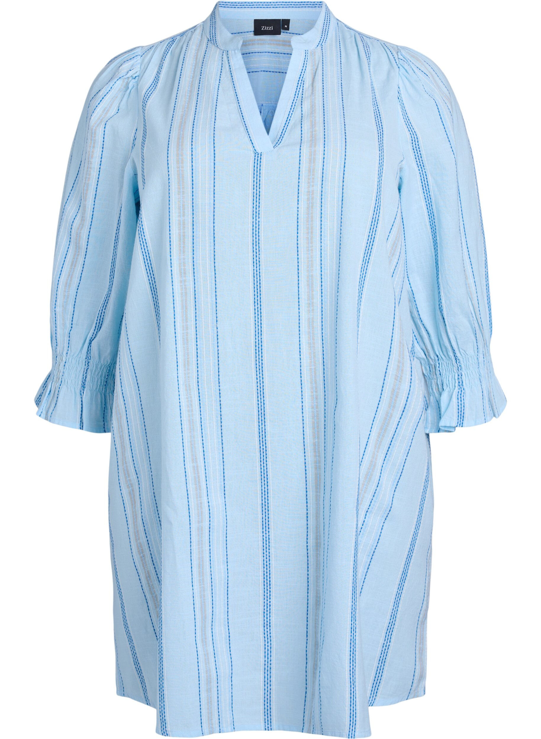 Short cotton dress with striped pattern