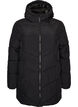 Mid-length puffer jacket with hood, Black, Packshot image number 0