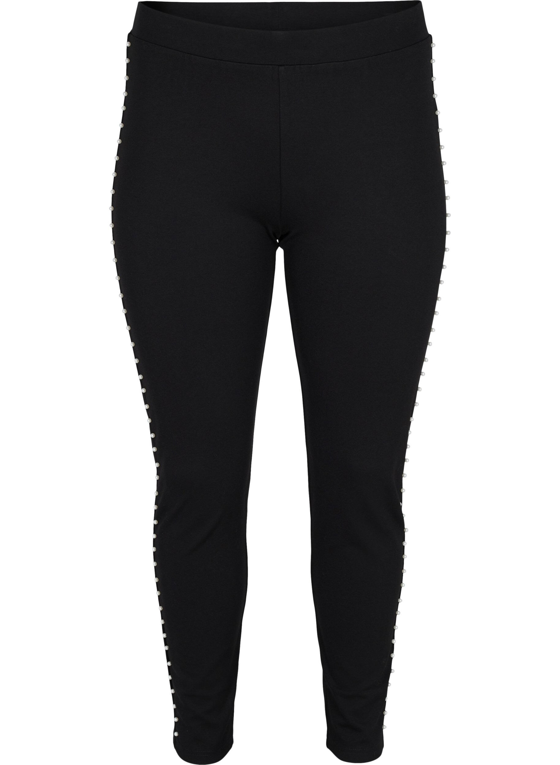 Zizzifashion Leggings with pearls, Black, Packshot image number 0