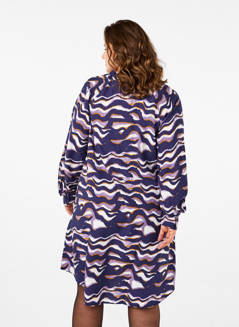 Knee-length dress with print and A-shape, Naval Academy AOP, Model image number 1