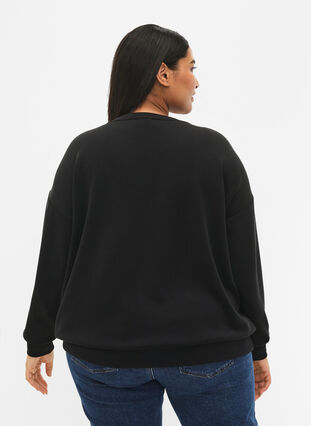 Modal mix sweatshirt with text print, Black, Model image number 1