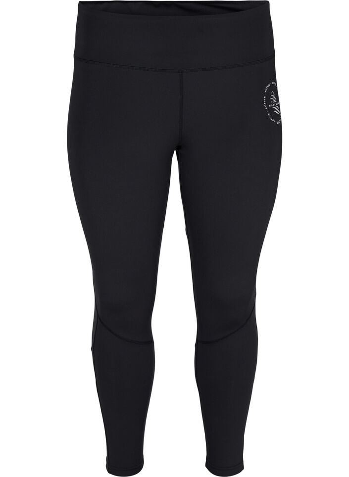 Solid-coloured gym leggings, Black, Packshot image number 0