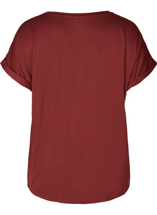 Round neck t-shirt made from a viscose mix, Madder Brown, Packshot image number 1