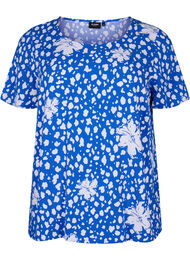 FLASH - Short sleeve viscose blouse with print, Nautical Bl.Wh.AOP, Packshot