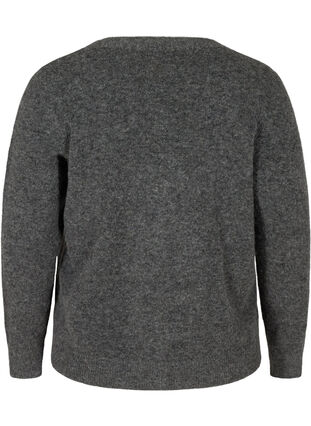 Short wool blend knitted cardigan, Dark Grey Melange, Packshot image number 1