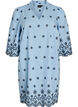 Short dress with an embroidered pattern and 3/4 sleeves, Blue, Packshot image number 0