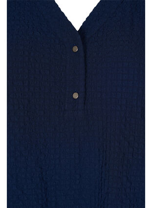 Tunic with cropped sleeves and crepe texture, Navy Blazer, Packshot image number 2