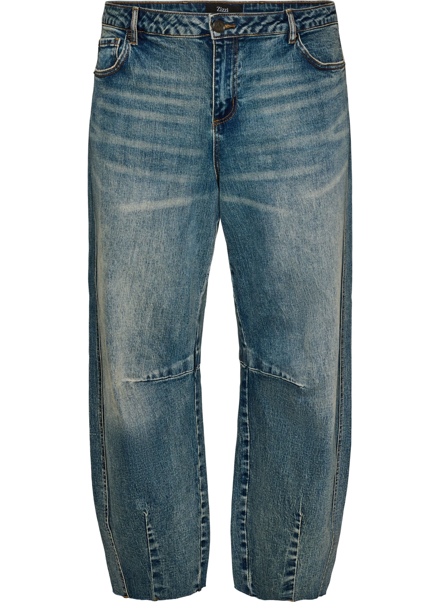 Barrel fit jeans with a distressed wash