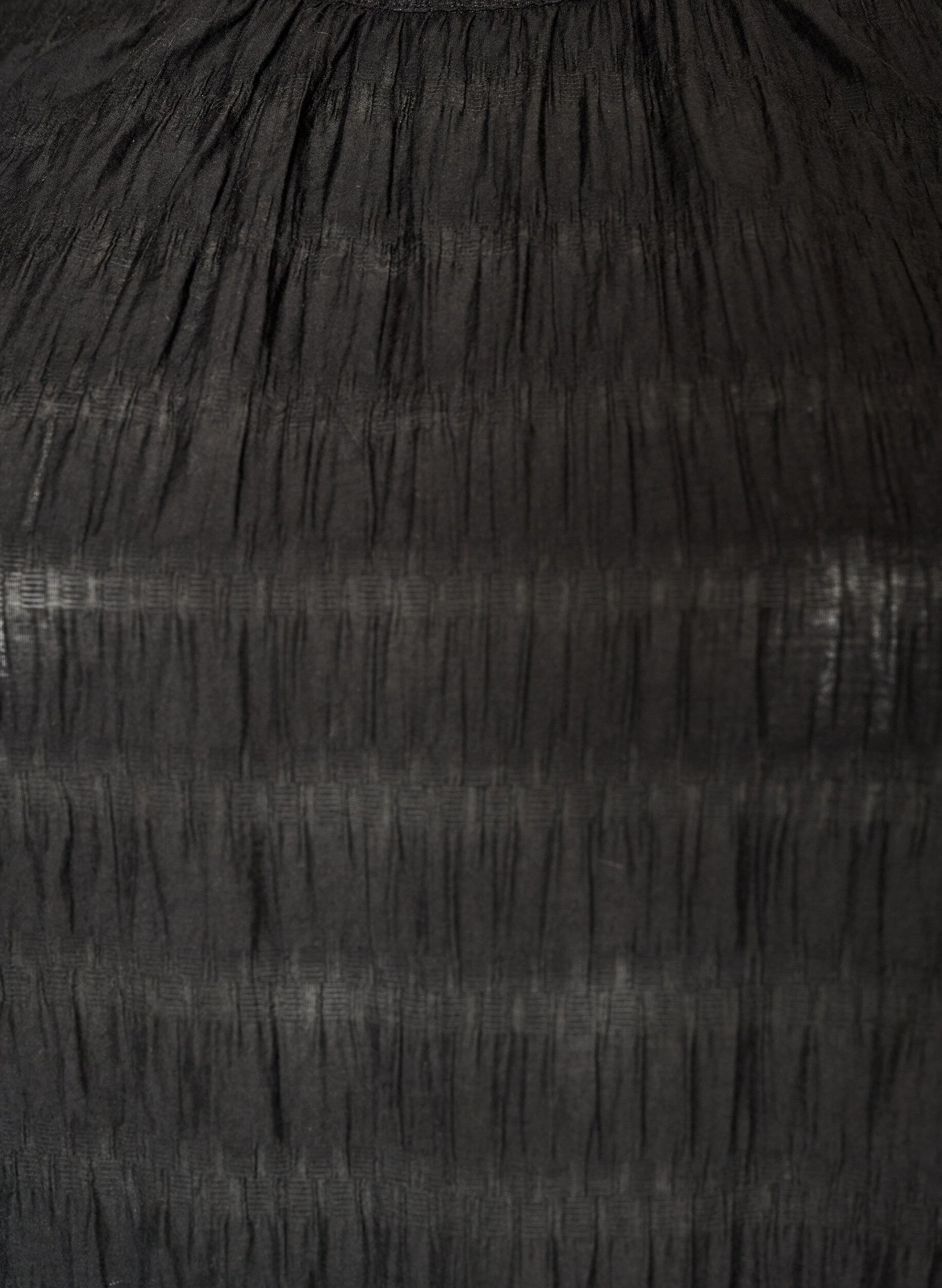Zizzifashion Sleeveless blouse with texture and ruffles, Black, Packshot image number 2
