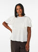 Blouse with smocked texture and ruffle sleeves, Vanilla, Model image number 0