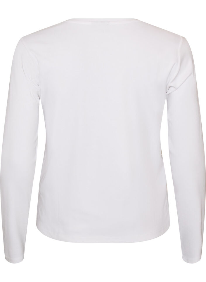 Long-sleeved basic T-shirt with a round neck, White, Packshot image number 1