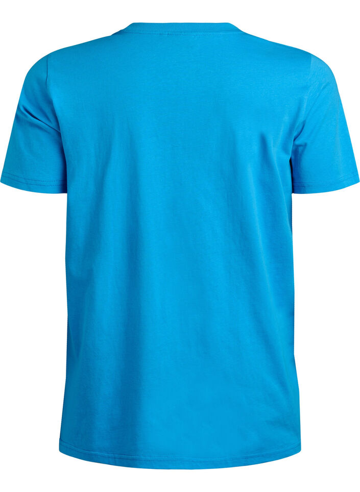 Basic cotton T-shirt with round neck, Blue, Packshot image number 1