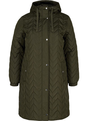 Quilted jacket with hood, Forest Night, Packshot image number 0