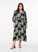 Midi dress with floral print and 3/4 sleeves, Black, Model image number 1