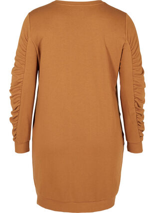 Sweatshirt dress with pockets and ruched sleeves, Rubber, Packshot image number 1