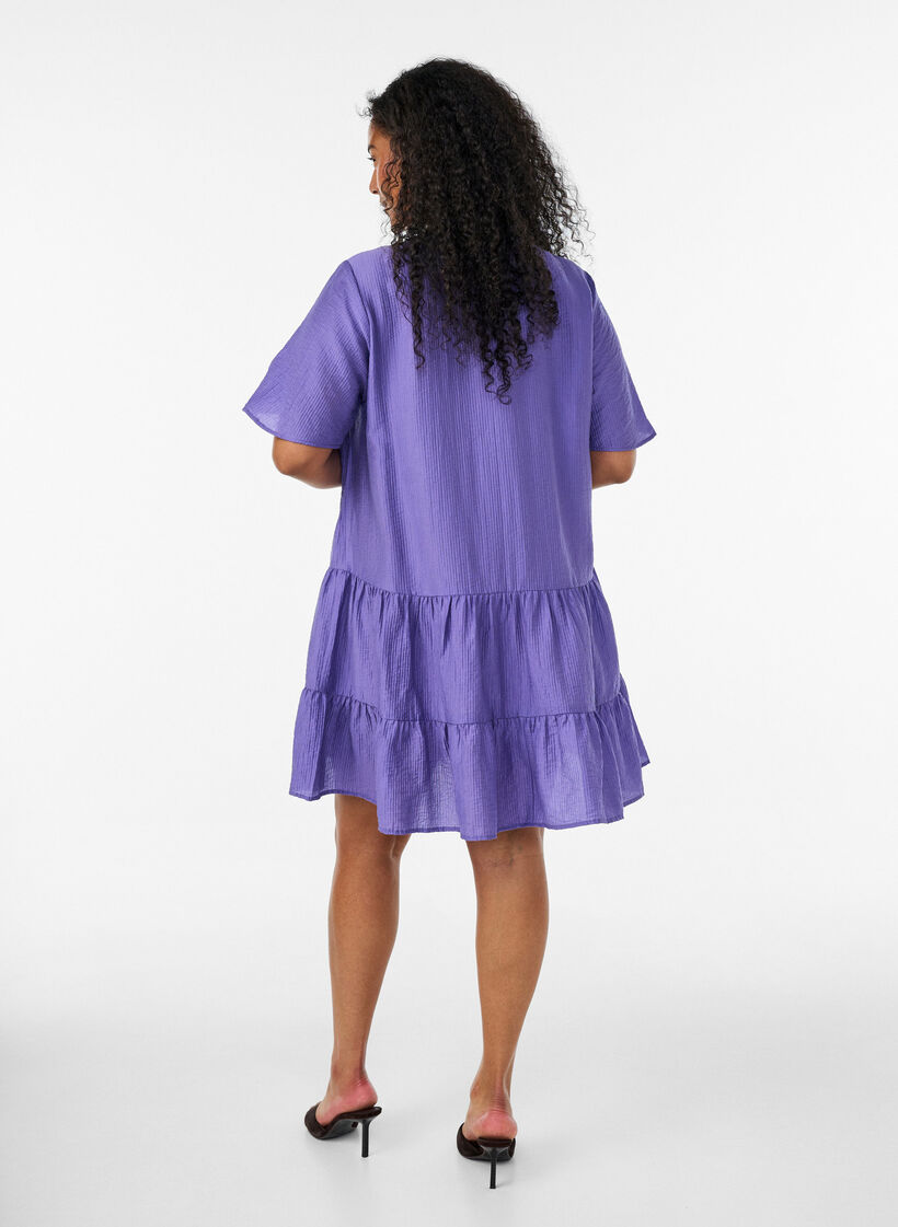 Textured A-line dress, Purple, Model image number 2