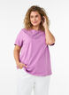 Organic cotton T-shirt with eyelet embroidery, Purple, Model image number 0