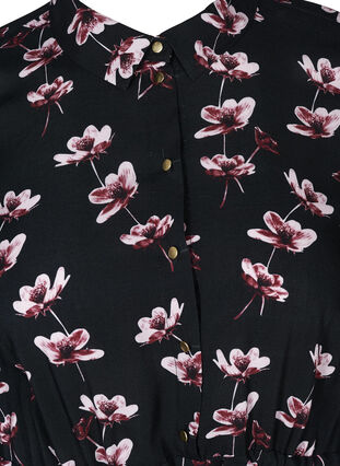 Midi dress with floral print, Black AOP, Packshot image number 2