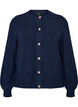 Cardigan in soft knit with gold-coloured buttons, Blue, Packshot image number 0