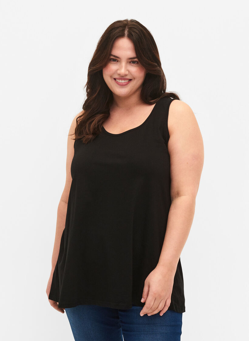 Cotton top with a-shape, Black, Model image number 0