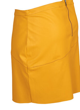 Skirt in faux leather, Golden Yellow, Packshot image number 2