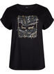 Organic cotton T-shirt with gold print, Black W. Free, Packshot image number 0