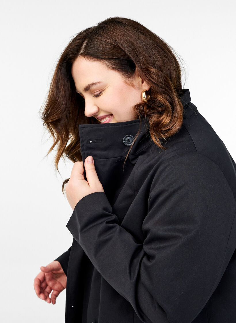 Water-repellent spring jacket with an A-line cut, Black, Model image number 3