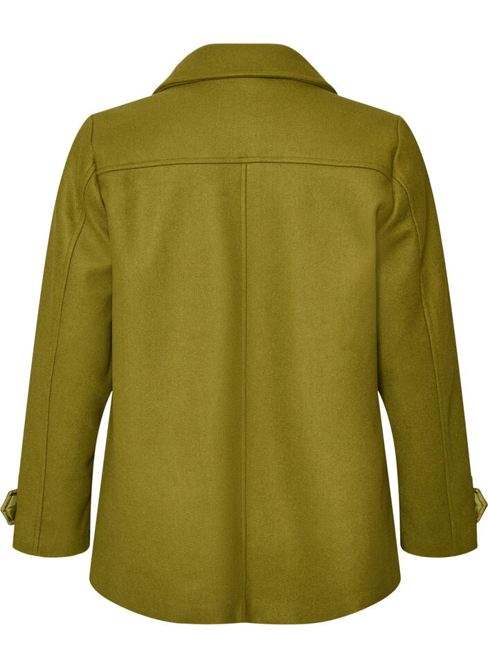 Short coat with double-breasted button closure, Green, Packshot image number 1