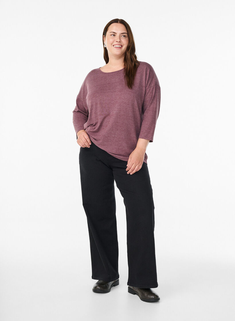 Jersey blouse with 3/4 sleeves, Red, Model image number 1