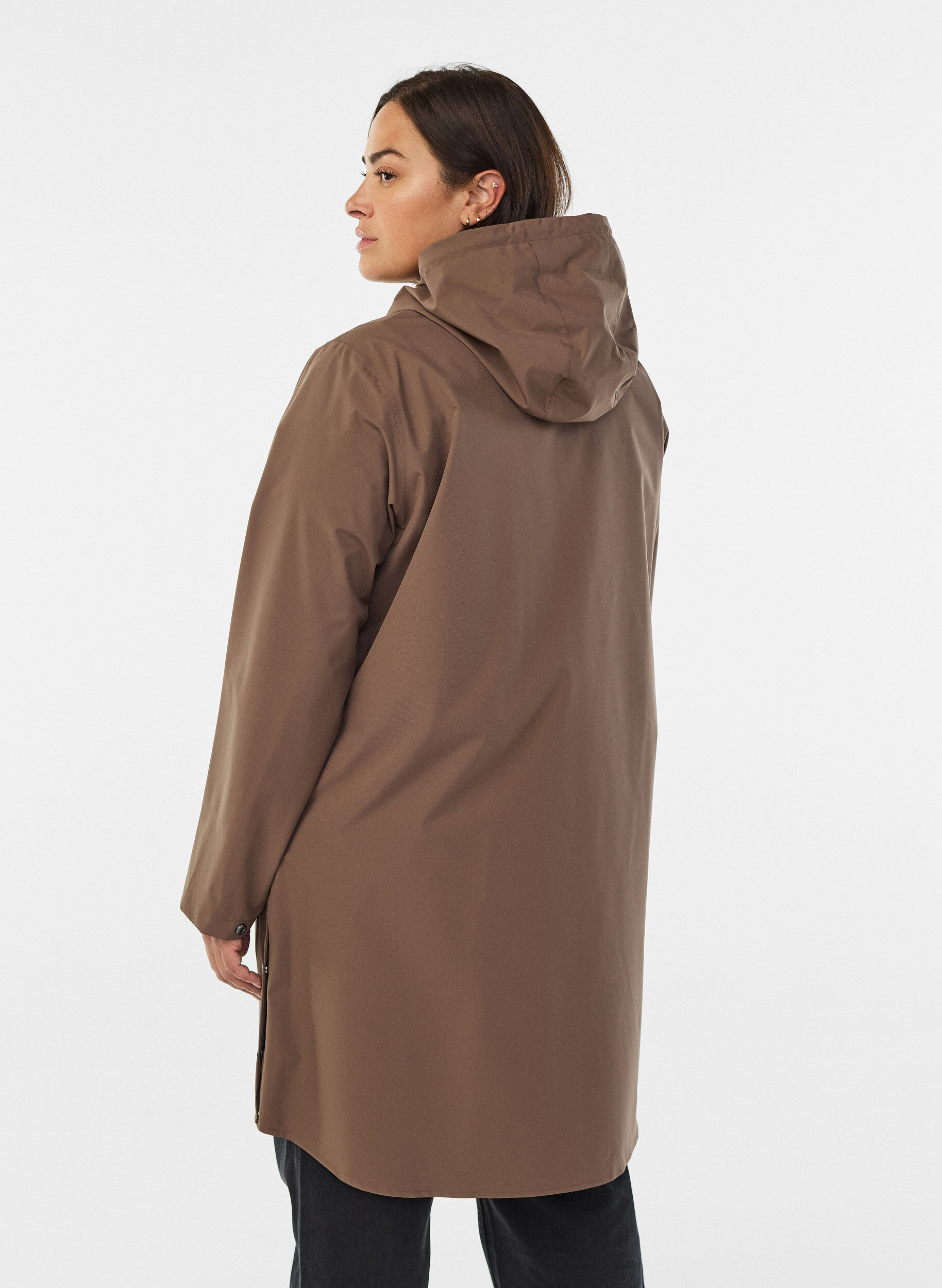 Zizzifashion Rain jacket with pockets and a hood, Brown, Model image number 2