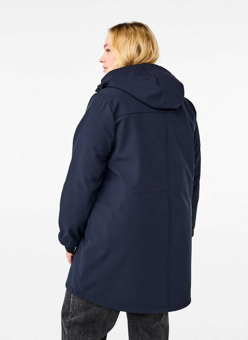 Softshell jacket with detachable hood, Blue, Model image number 2