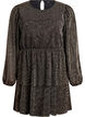 Short dress with glitter stripes and long sleeves, Black, Packshot image number 0