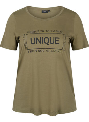 Short-sleeved printed cotton t-shirt, Ivy Green/Unique, Packshot image number 0