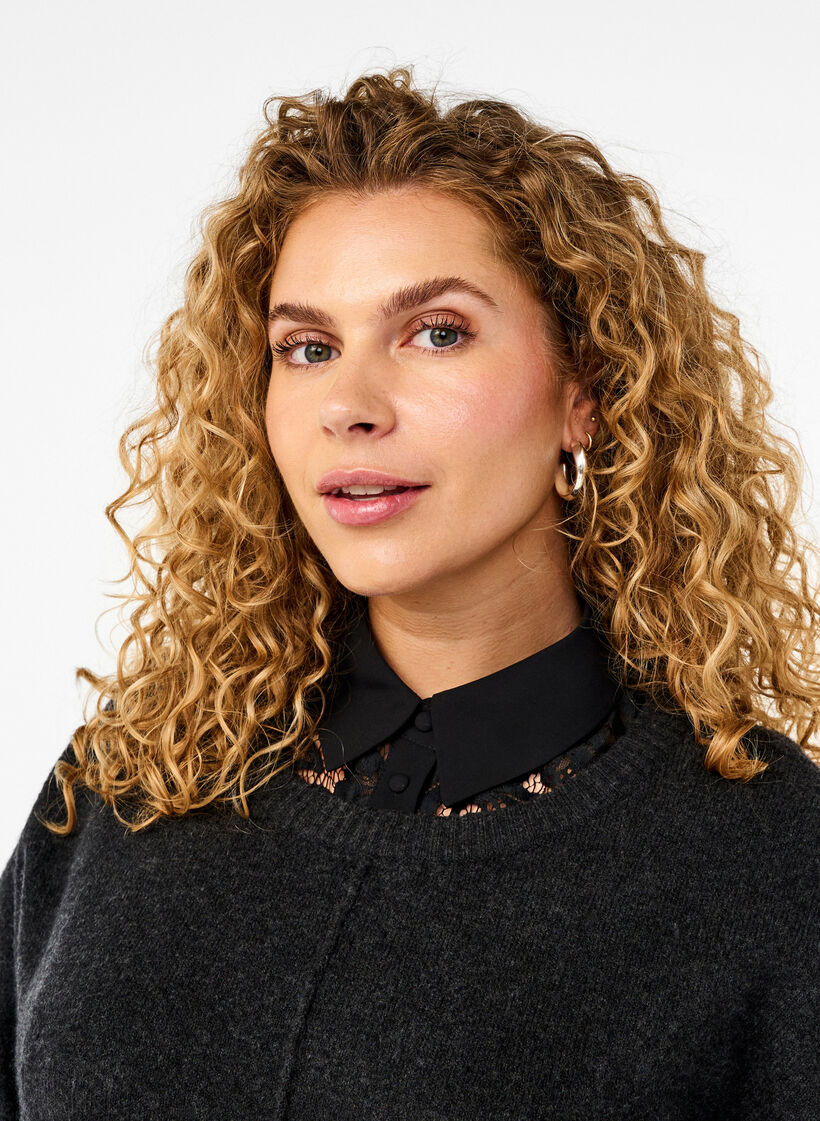 Loose lace shirt collar, Black, Model image number 0