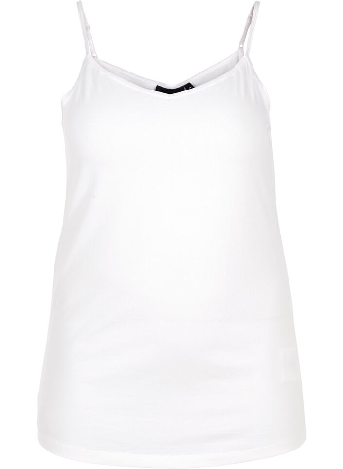 Basic cotton spaghetti strap top, White, Packshot image number 0