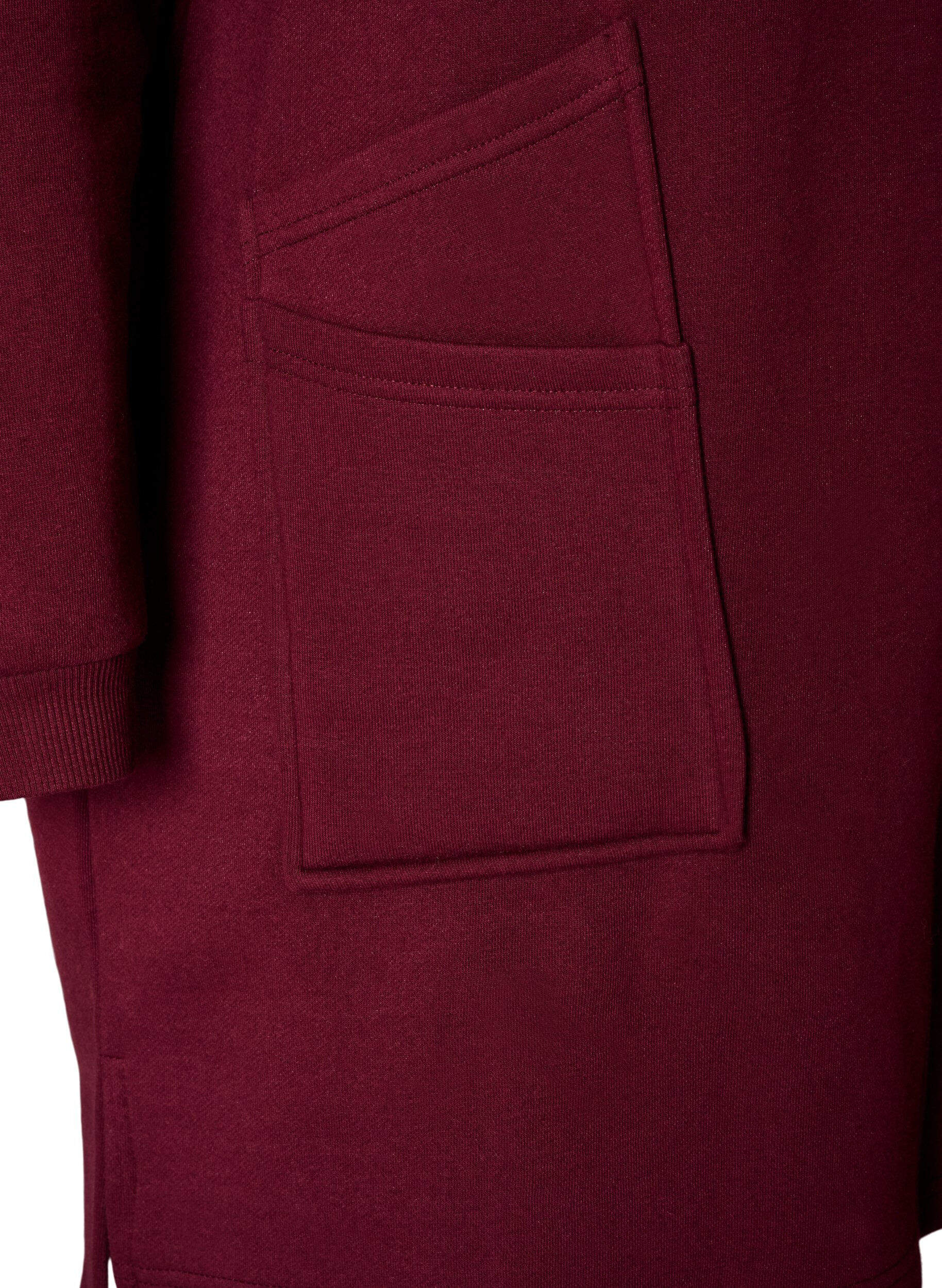 ZizzifashionLong hooded cardigan with zipper, Red, Packshot image number 3